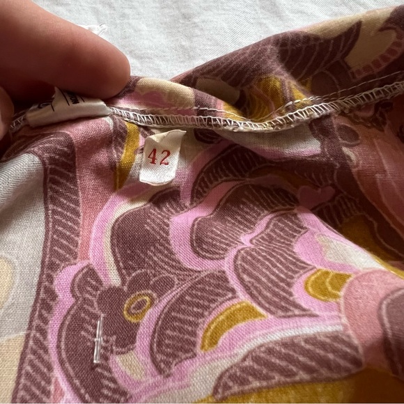 Unique Vintage Tie Shirt Dress w Retro Floral Print-Pink/Purple/Yellow Sz Med - Picture 5 of 7